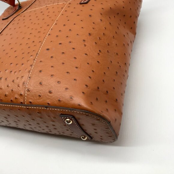 Dooney & Bourke Brown Ostritch Leather Embossed Lexington Tote Bag - Picture 8 of 11